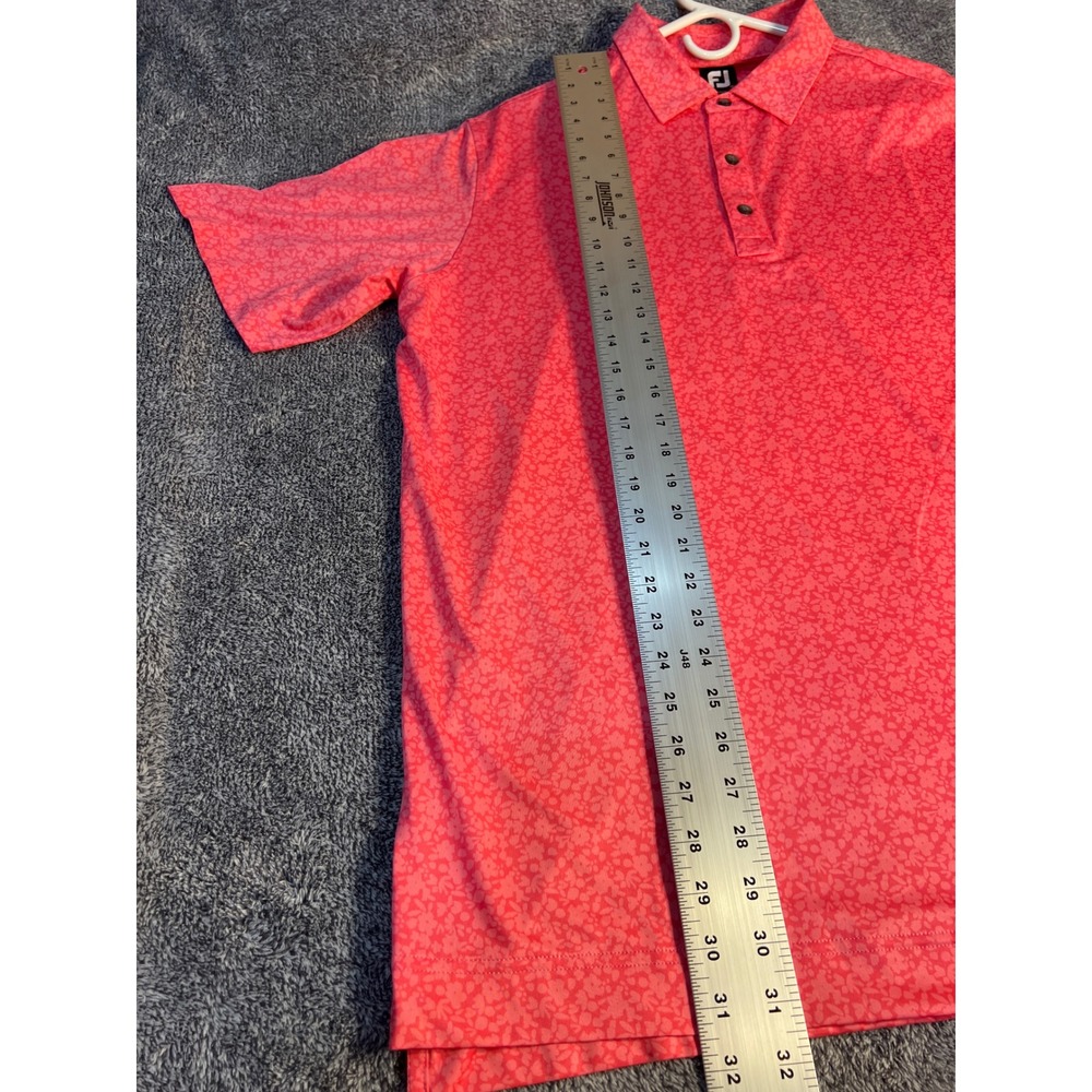FootJoy Mens Naples Heritage 2023 Floral Golf Polo Shirt Coral Pink Large - Picture 5 of 9